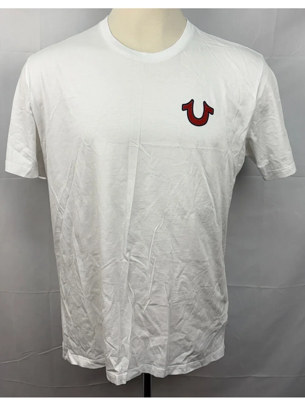 True Religion Men's Size 2XL White Spell Out Logo Graphic Crewneck T-Shirt